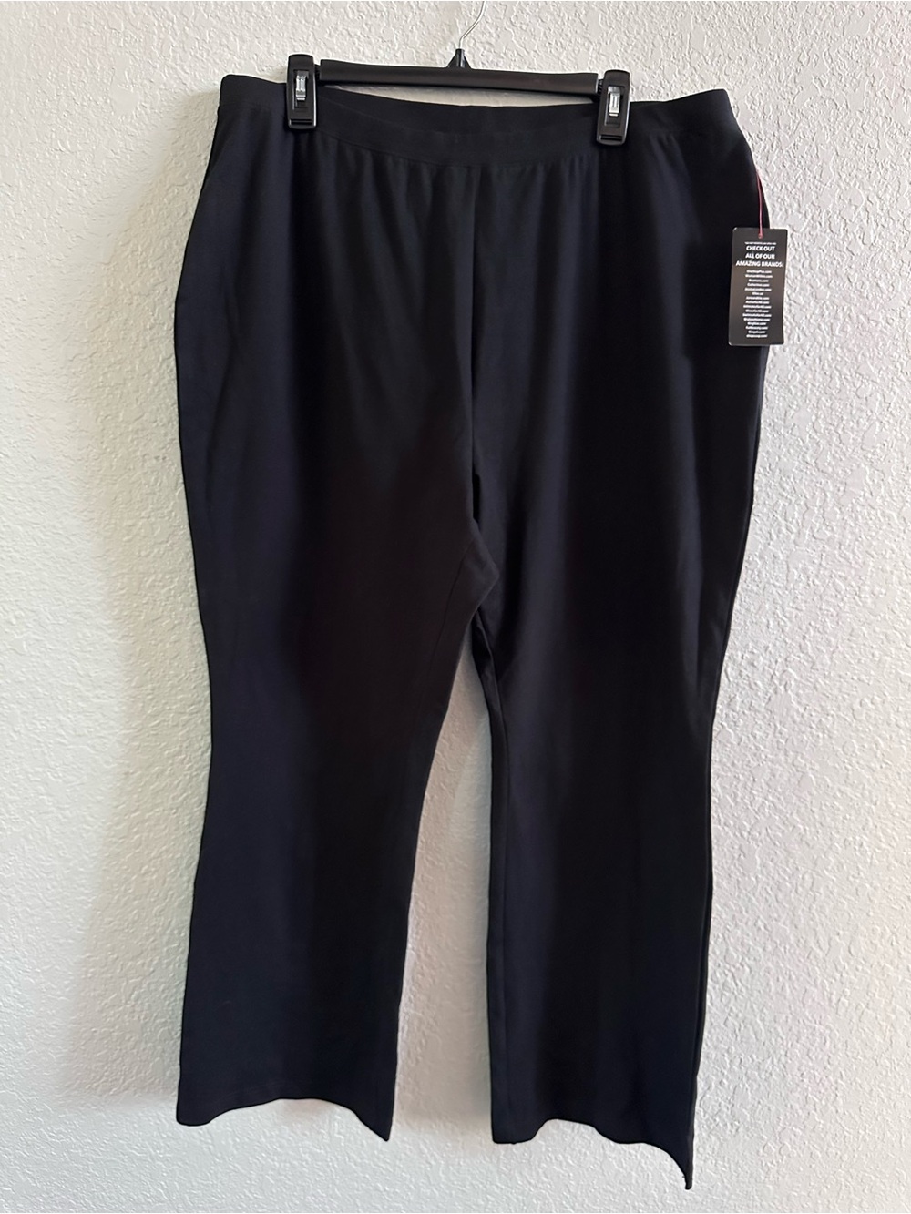 Woman Within Pull-On‎ Knit Pants Black Straight Leg Stretch 22/24 1X Petite